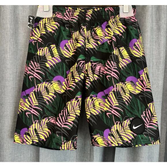Boys M Medium 10-11 Nike Sportswear Swim Shorts Lined Logo Just Do It Print